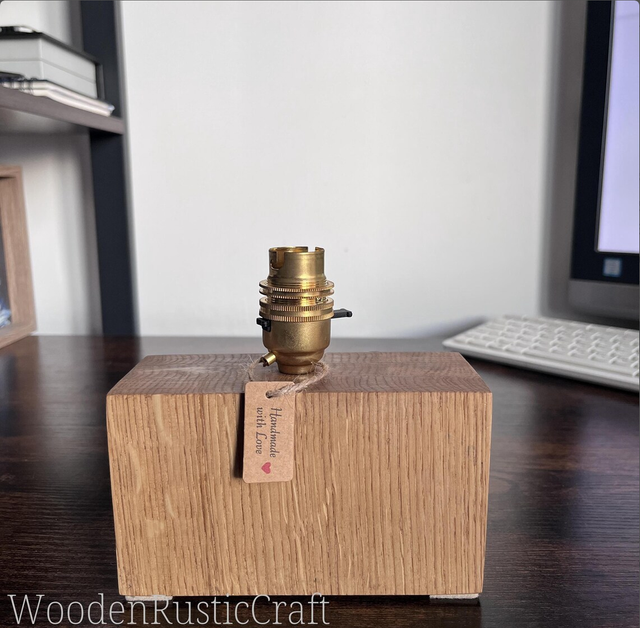 Solid Oak Bedside Lamp Base | Rustic Lamp Base
