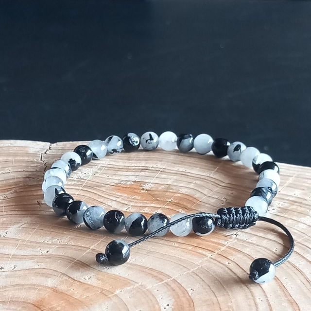 Bracelet ajustable en Quartz à Tourmaline