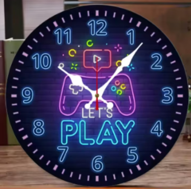 Ronde wandklok van hout Let's Play (25cm)