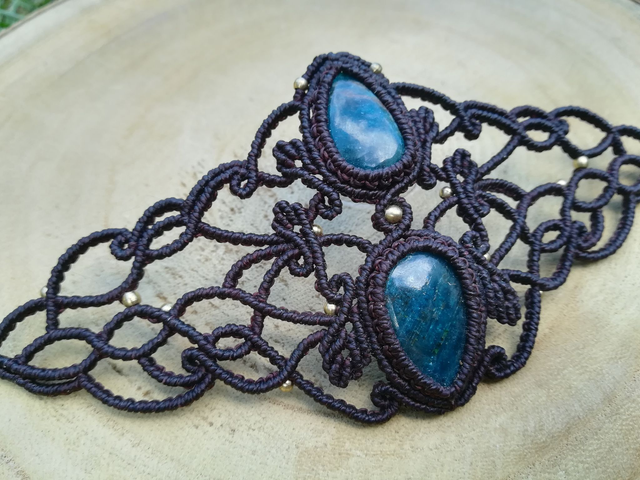 Bracelet manchette double pierre ~ Apatite