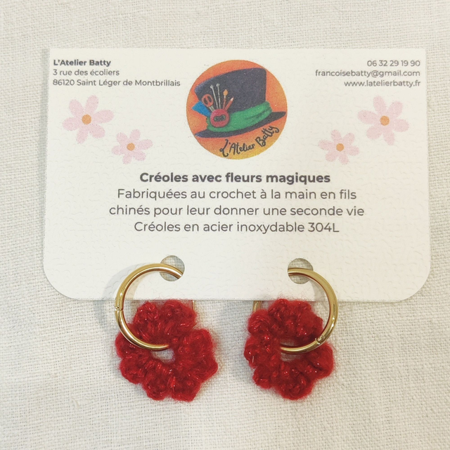 Créoles dorées Pampillettes Rouges paillettes (1)