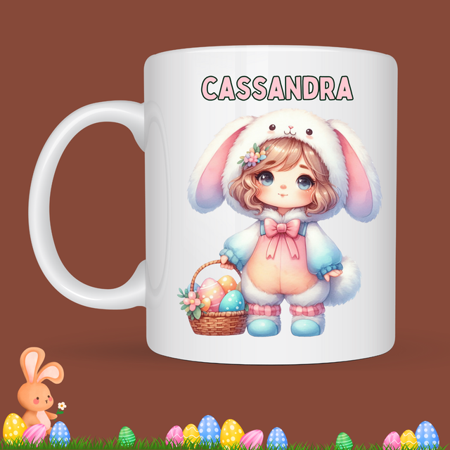 Mug de Pâques "petite fille", prénom au choix  