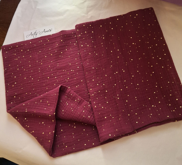 Snood 2 tours bordeaux avec points dorés