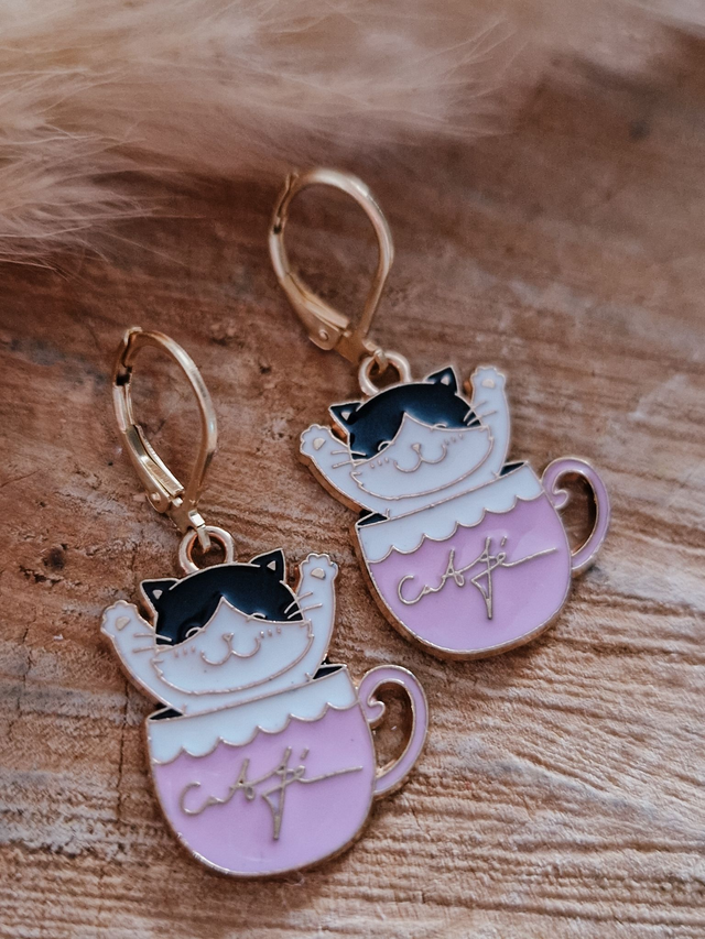 Boucles d'oreilles "Cat'fé"