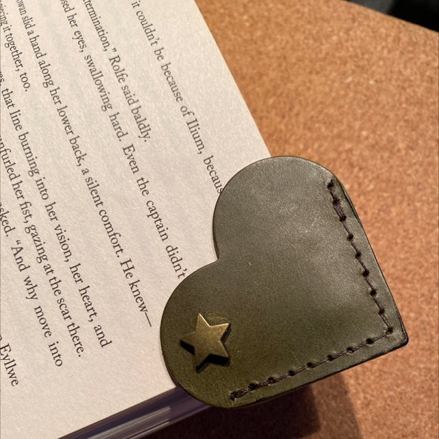 Heart bookmark, handmade leather 
