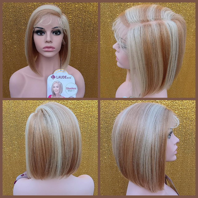 Fixed Side Part Lace Front Mixed Blonde Bob With Baby Hair