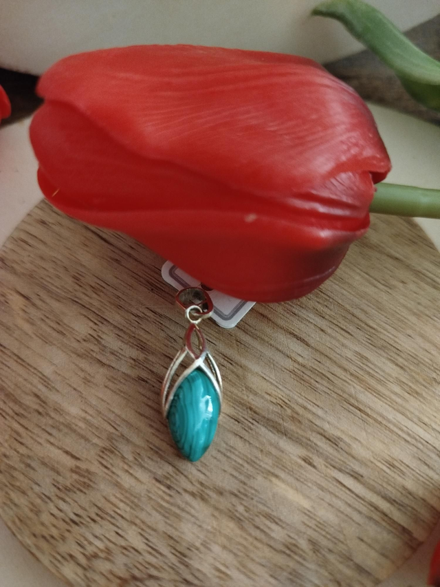  Pendentif Malachite &amp; Argent