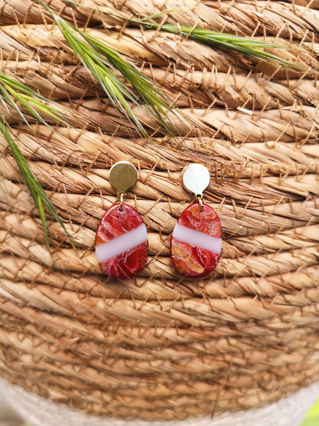 Collection Marbre Alizarine - Boucles d&#039;oreilles Bénédicte