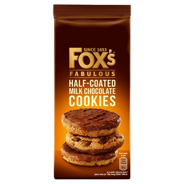 Fox's Fabulous Half Coated Milk Chocolate Cookies 175g