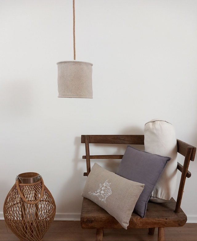 Abat-jour en chanvre naturel uni -suspension baladeuse (Ø20 cm)