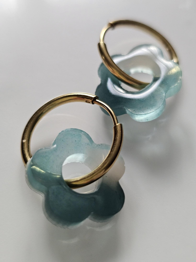 CREOLES EDEN MARBREES BLEUS & NUDE