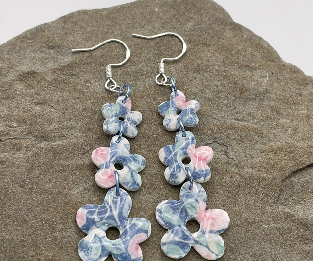 Vintage Triple flower drop earrings