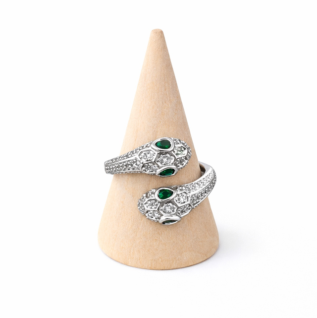 Anillo acero plateado serpiente 