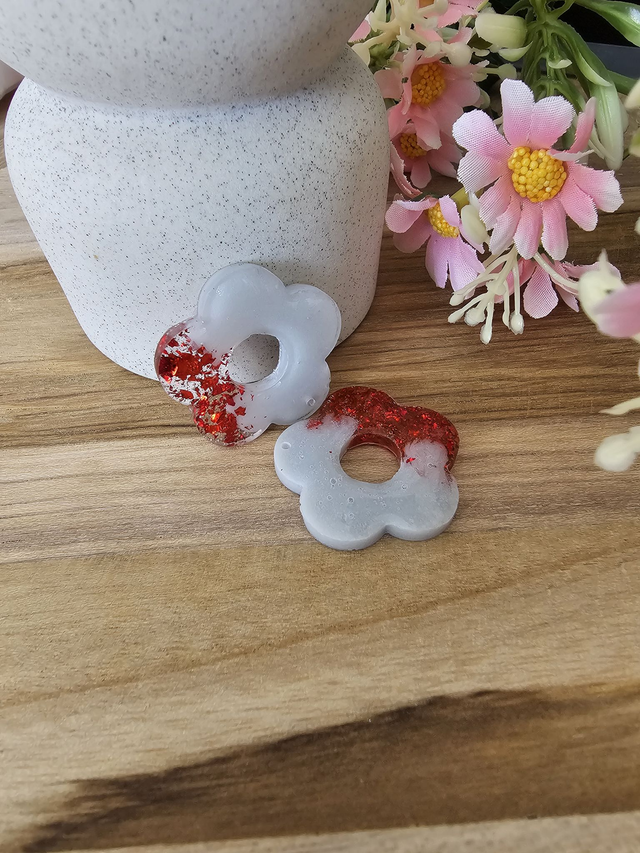 🏵️​FLOWER POP interchangeable Gris paillettes Rouge🏵️
