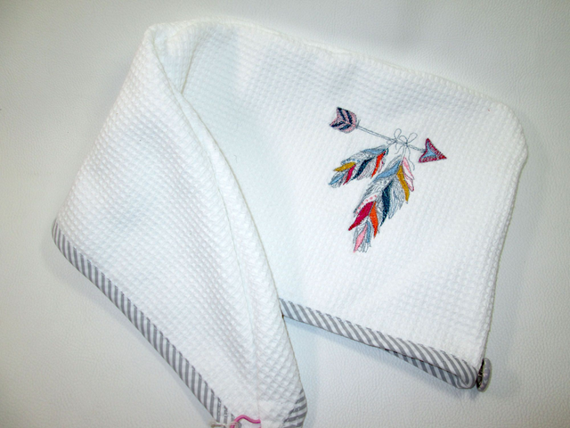 Serviette pour cheveux broderie flèches boho