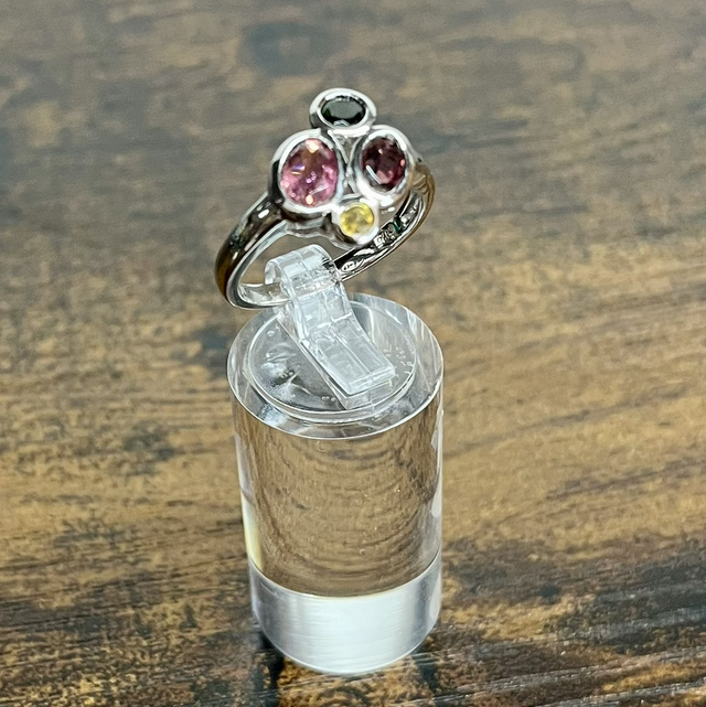 Bague en argent et Tourmalines facettées - Taille 55