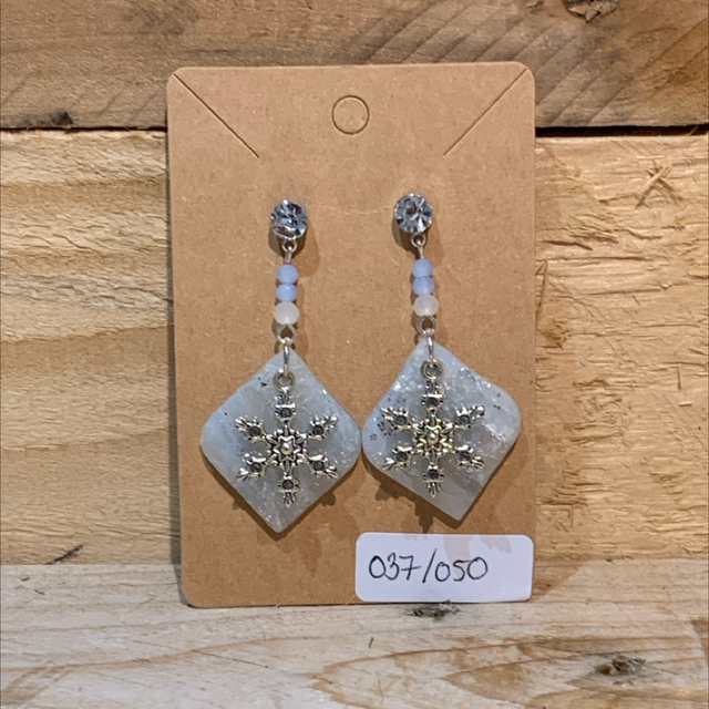 Snowflake Polymer Clay Stud Earrings 