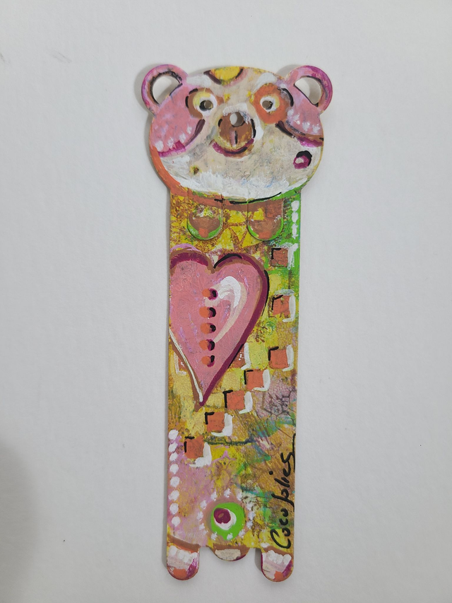 Marque-page enfant. Petit ours au grand coeur.