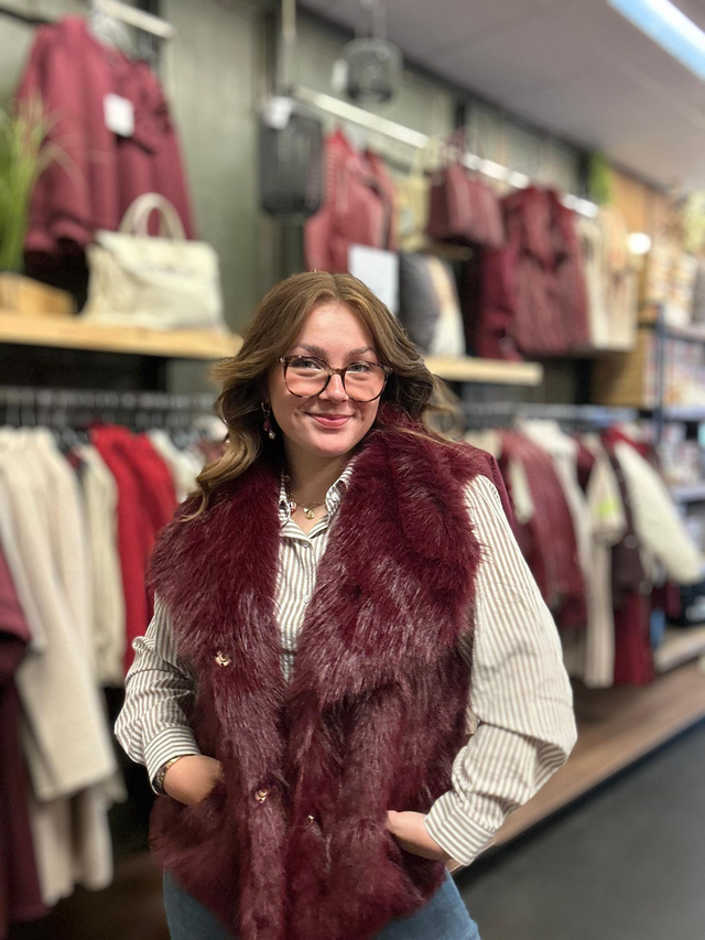 Bodywarmer bont bordeaux