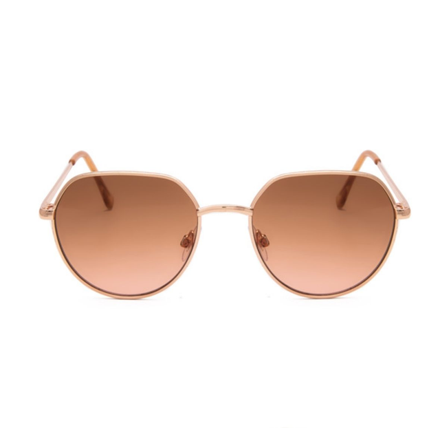 Small Gold Round Frame Sunglasses with Graduated Orange and Brown Lenses