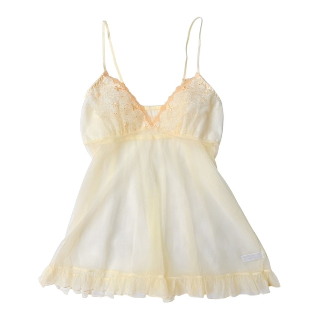coquette pastel yellow floral embroidered cups cami