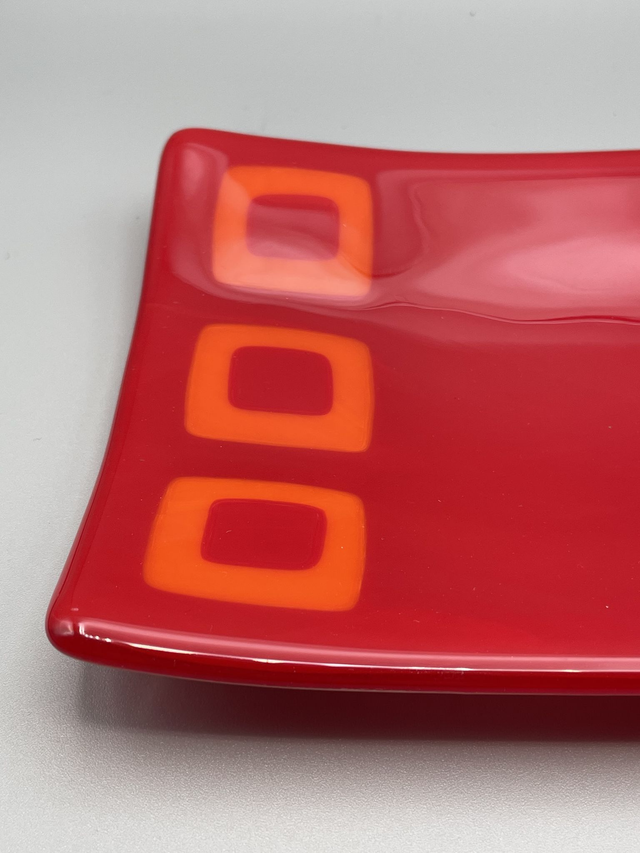 Red & Orange Rectangular Decorative Dish
