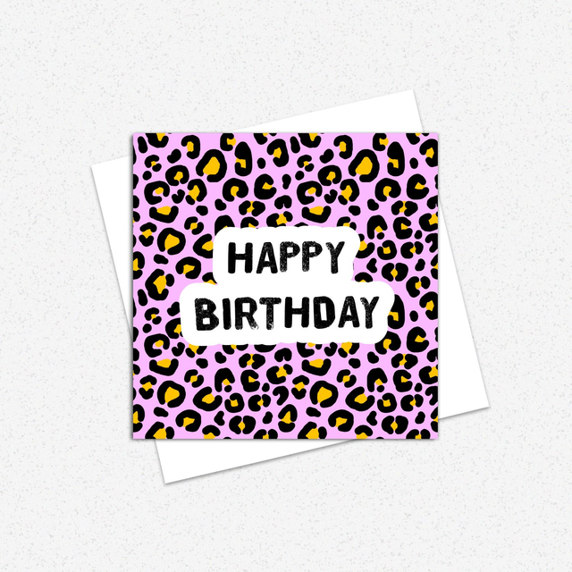 Happy Birthday Pink Leopard Greeting Card