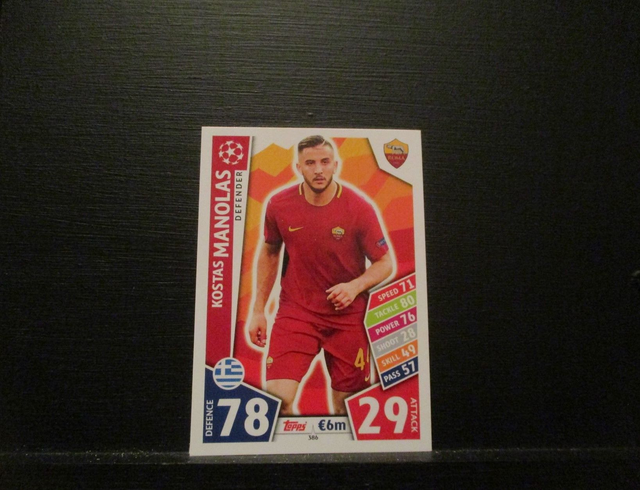 Kostas Manolas - UEFA Champions League Match Attax 2017/18 Original Trading Card #386