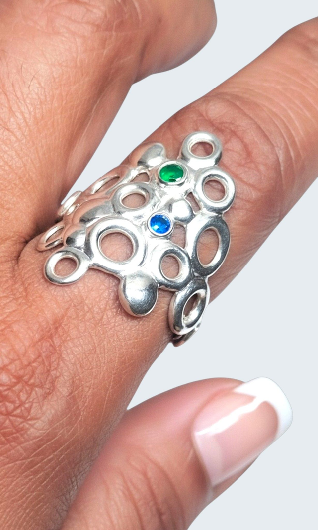 Playful silver statement ring