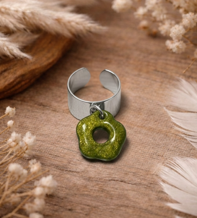 Argent 10mm Pampille Kaki Pailleté