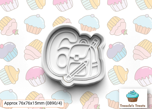 Happy Birthday number 6 Fondant/cookie stamp with cutter 