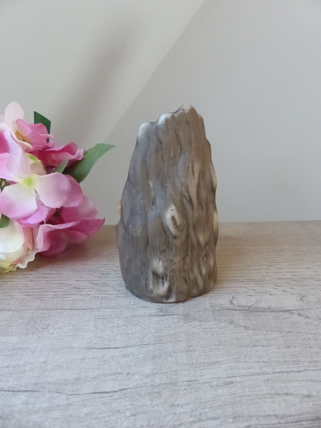 Statuette vintage en céramique - La famille chouettes dans leur nid douillet - Chouettes dans tronc d’arbre – Décoration maison campagne