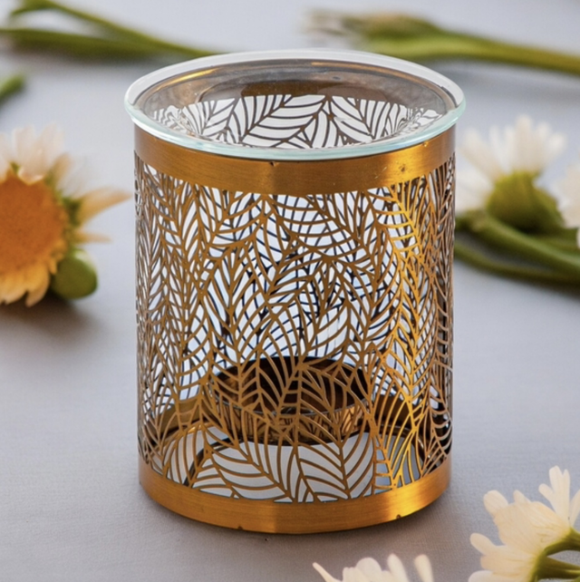 Brûle parfum doré feuillage 