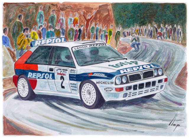 Artimotor onpaper acrílicos 23x31 - 1993 Sainz-Moya 4º Tour de Corse (Lancia Integrale)