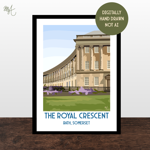 The Royal Crescent, Bath, Travel Poster Print – Vintage Style Wall Art