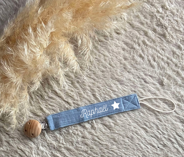 Attache tétine en gaz de coton " Bleu foncé "