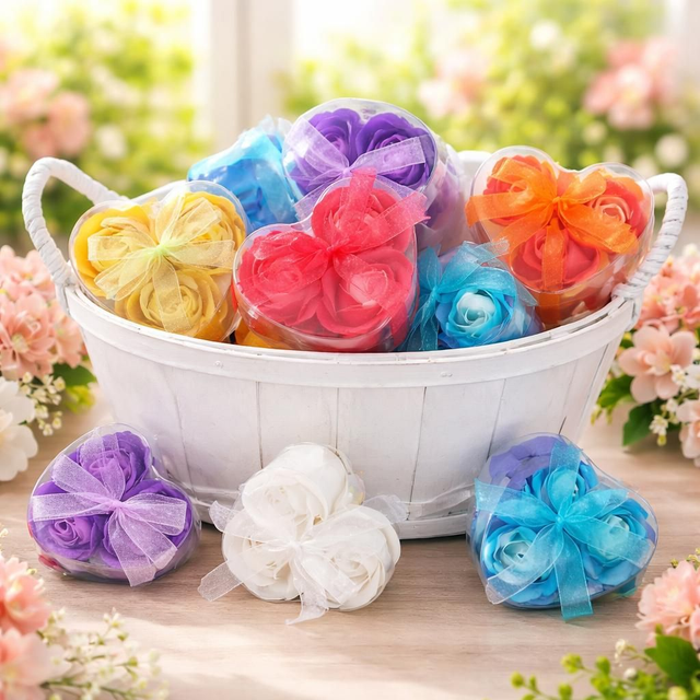 Coffret 3 roses à savon 