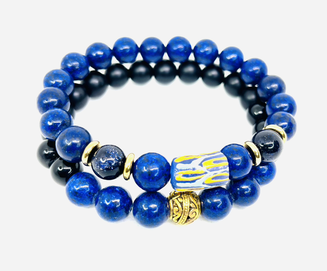 Royal Depth Duo – Heren Armbanden Set Blauw & Goud