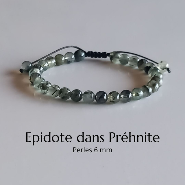Bracelet ajustable en Epidote dans Préhnite