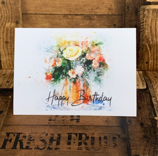Orange Flowers Birthday Card 