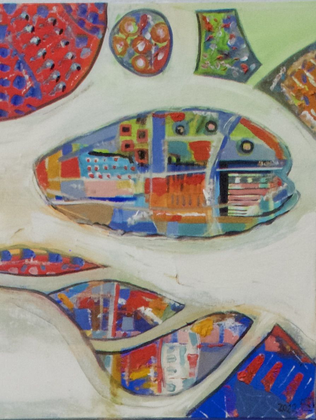 ART ABSTRACT OIL ON CANVAS - IS-LAND ME 04