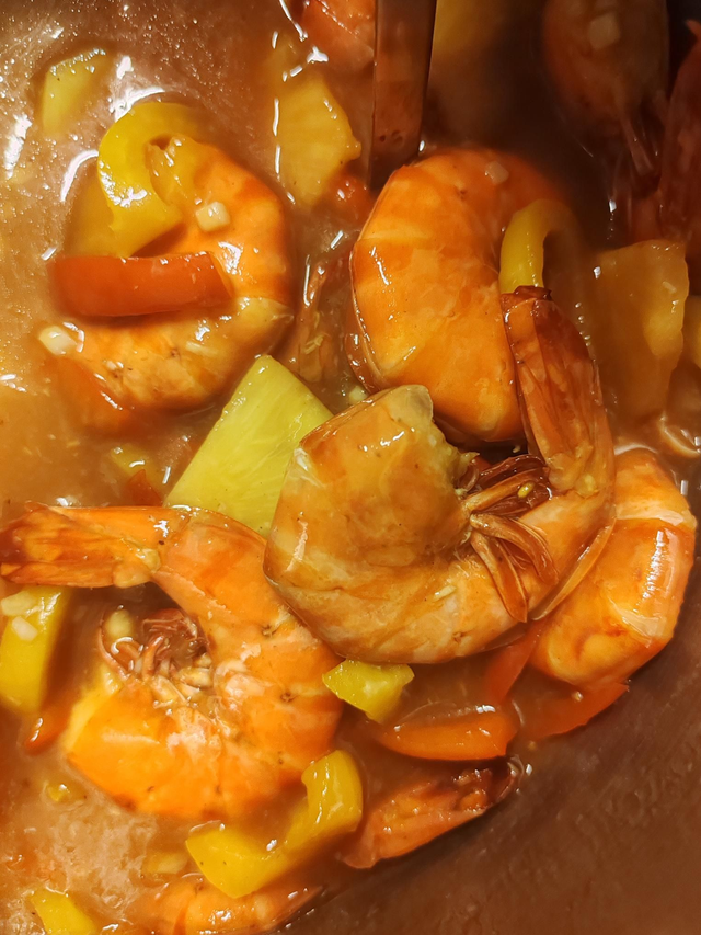 Gambas aigre doux ananas et poivrons 🇨🇳