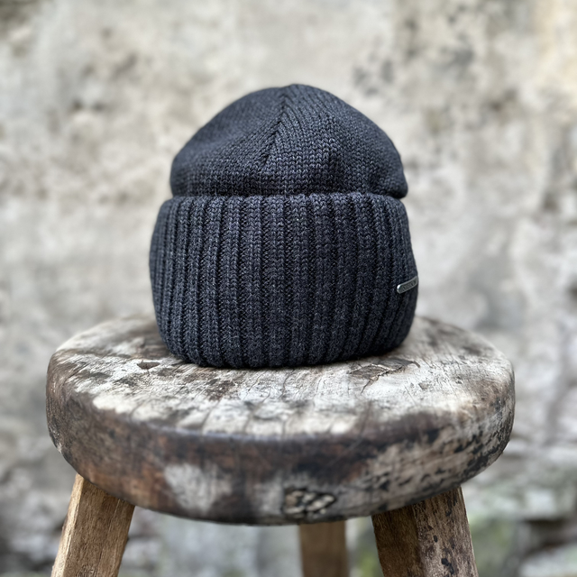 Stetson Beanie Merino Zwart / Grijs 