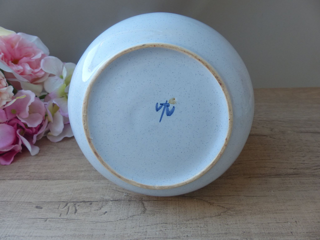 Vase grand pichet cruche en céramique bleu décor floral peint à la main, poterie travail artisanal, cadeau décoration maison thème bleu