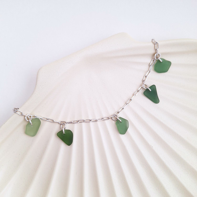 Bocca turquoise - bracelet en argent et verre des plages