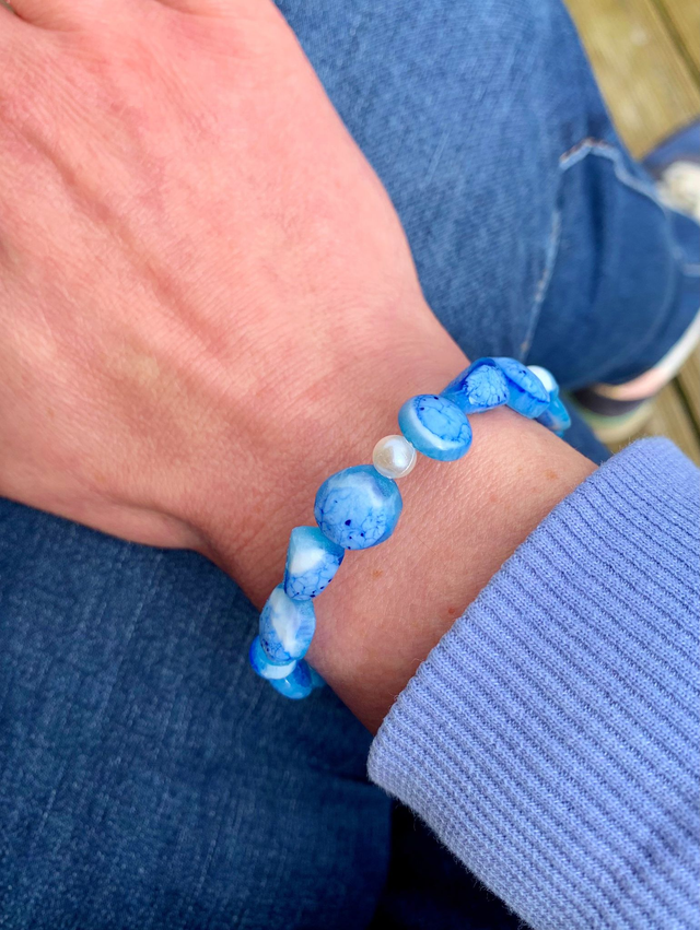 Bracelet Pierres - Marbré bleu et blanc