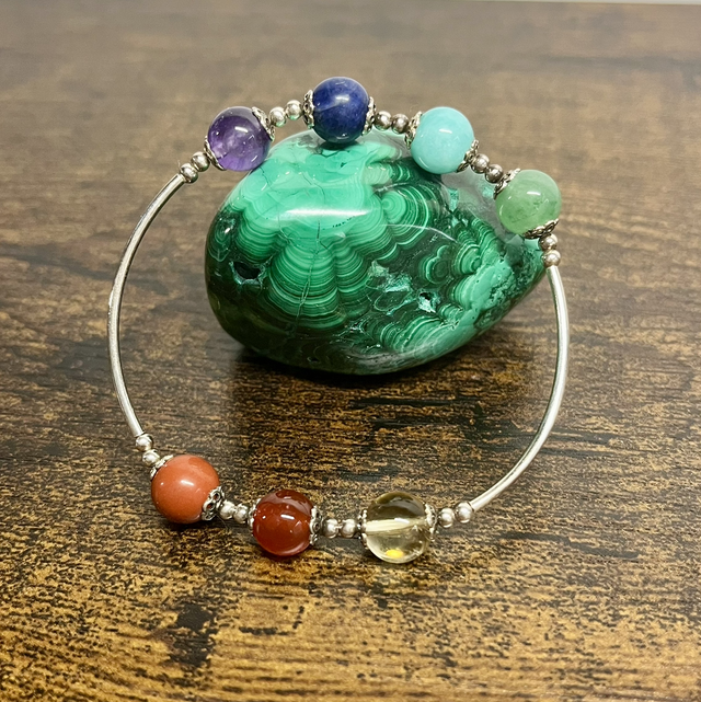 Bracelet 7 chakras en argent 