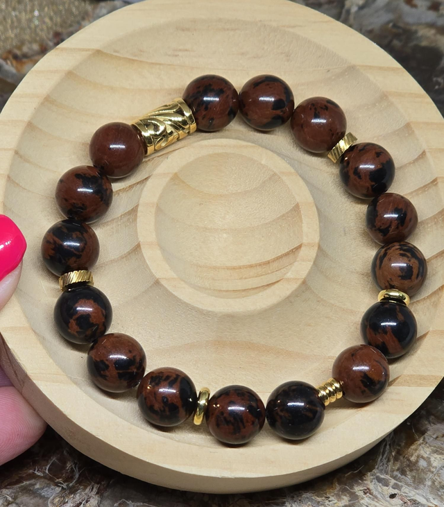 Bracelet Obsidienne acajou en 1 cm