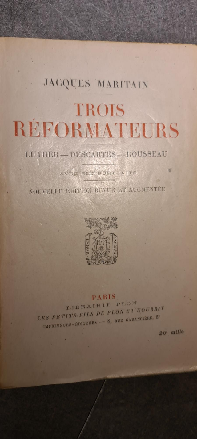 Trois réformateurs Jacques maritain