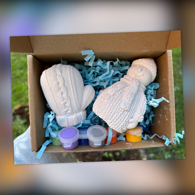 Winter Theme Paintable Snowman &amp; Mitten - Birthday Gift - Kids Activity - Winter Wonderland